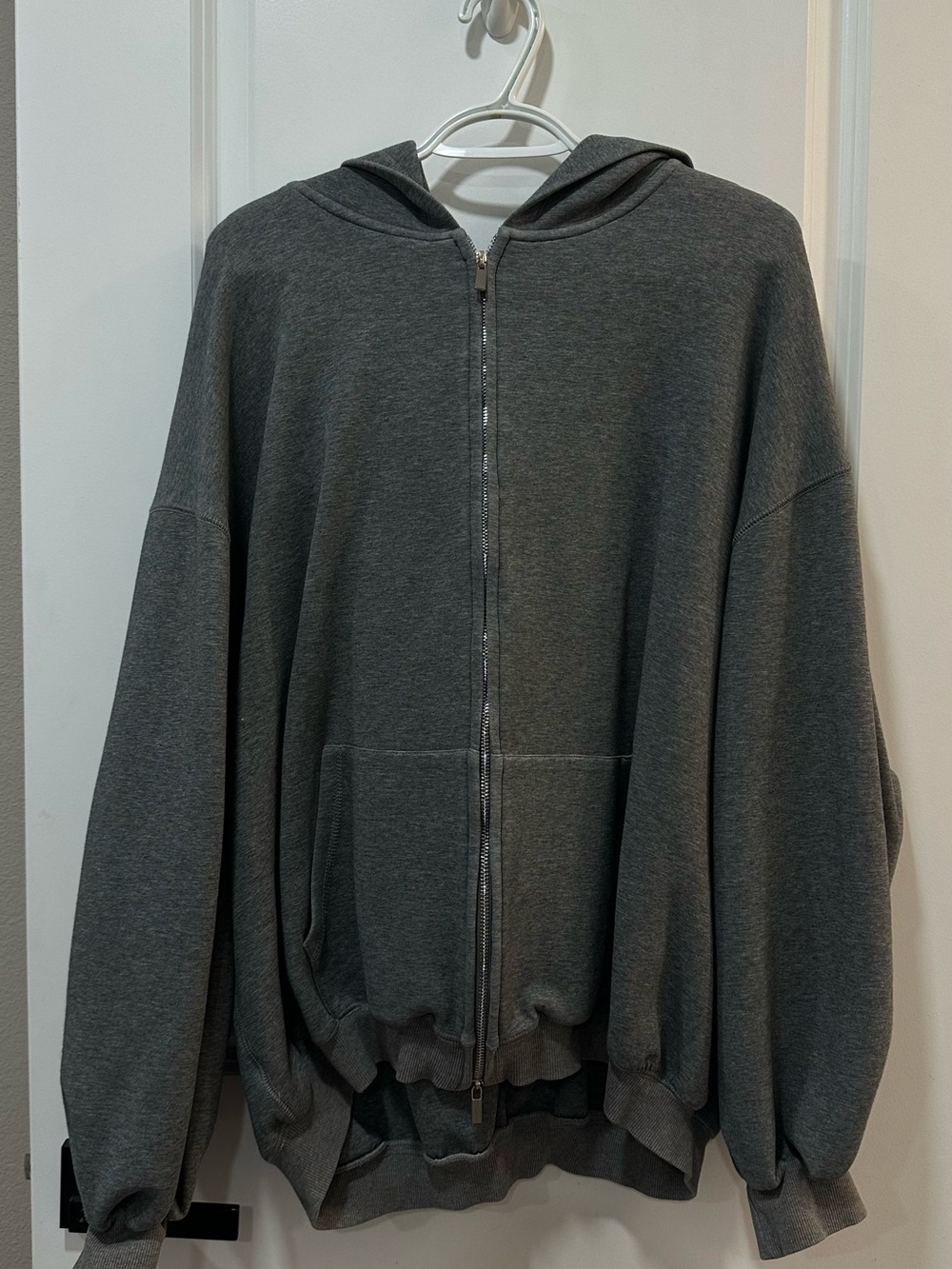 Men's Zip-Front Hooded Sweater - Charcoal Gray
